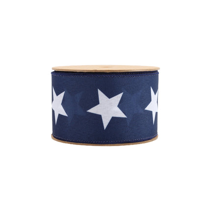 2 1/2" Wired Ribbon | Blue w/ Large White Stars | 10 Yard Roll LaRibbons and Crafts