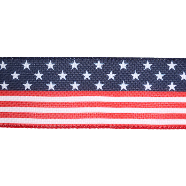 2 1/2 Wired Ribbon | Stars/Stripes Flag | 10 Yard Roll