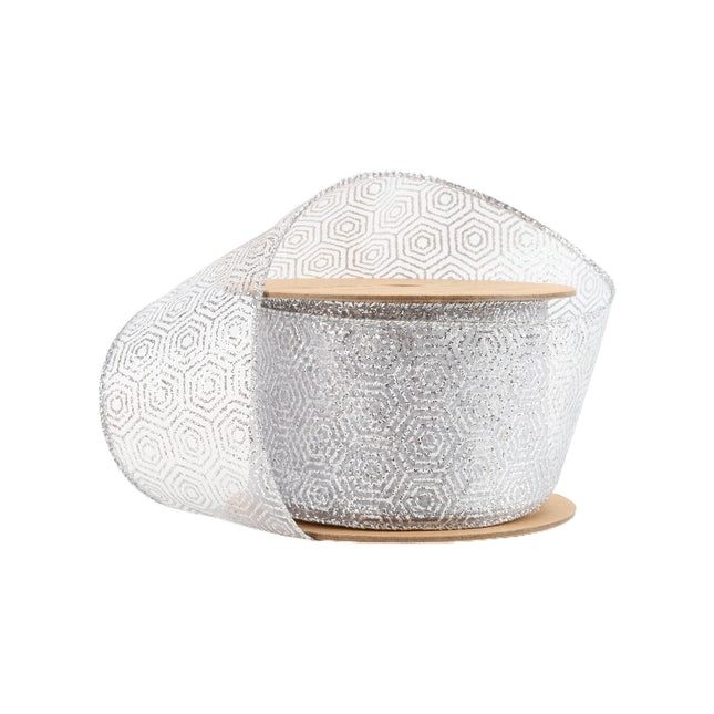 2 1/2" Wired Ribbon | Silver Square Loop | 10 Yard Roll LaRibbons and Crafts