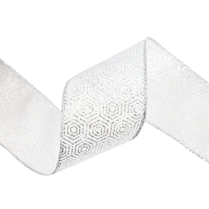2 1/2" Wired Ribbon | Silver Square Loop | 10 Yard Roll LaRibbons and Crafts