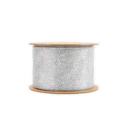 2 1/2" Wired Ribbon | Silver Square Loop | 10 Yard Roll LaRibbons and Crafts