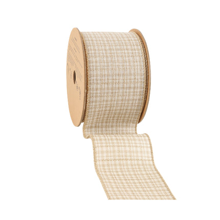 2 1/2" Wired Ribbon | Light Brown Plaid | 10 Yard Roll LaRibbons and Crafts