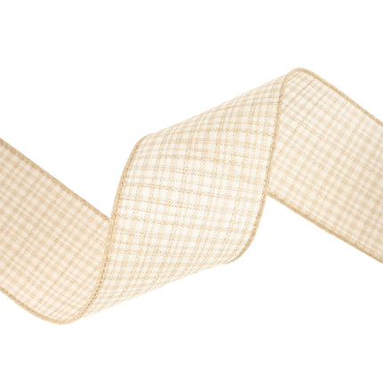 2 1/2" Wired Ribbon | Light Brown Plaid | 10 Yard Roll LaRibbons and Crafts