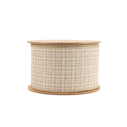 2 1/2" Wired Ribbon | Light Brown Plaid | 10 Yard Roll LaRibbons and Crafts