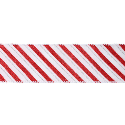 2 1/2" Wired Ribbon | Red/White Stripe | 10 Yard Roll LaRibbons and Crafts
