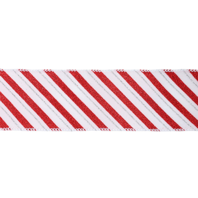2 1/2" Wired Ribbon | Red/White Stripe | 10 Yard Roll LaRibbons and Crafts