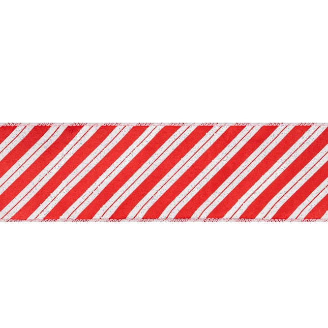 2 1/2" Wired Ribbon | Red/White Stripe | 10 Yard Roll LaRibbons and Crafts