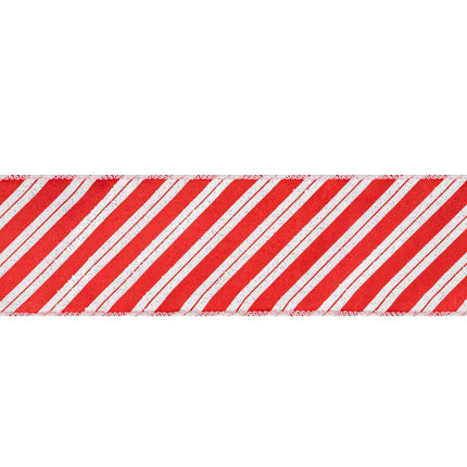 A ribbon adorned with a Candy Cane  pattern with glitter, ideal for seasonal decor.