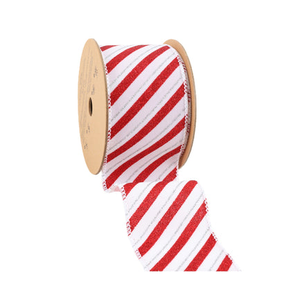 2 1/2" Wired Ribbon | Red/White Stripe | 10 Yard Roll LaRibbons and Crafts