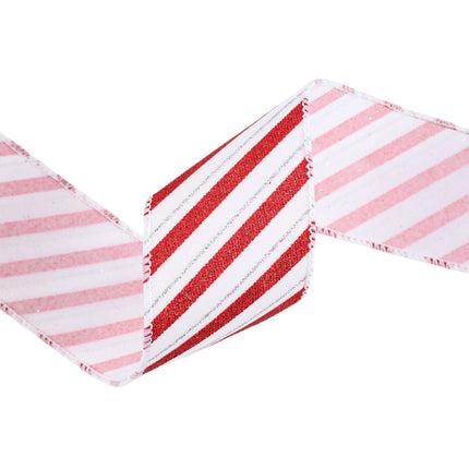 2 1/2" Wired Ribbon | Red/White Stripe | 10 Yard Roll LaRibbons and Crafts