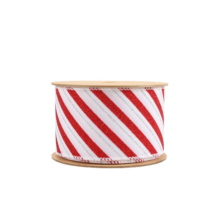 2 1/2" Wired Ribbon | Red/White Stripe | 10 Yard Roll LaRibbons and Crafts