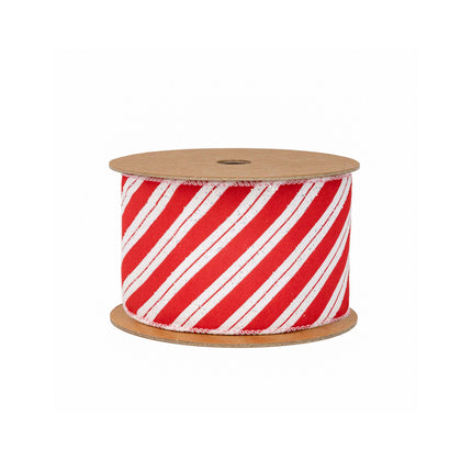 2 1/2" Wired Ribbon | Red/White Stripe | 10 Yard Roll LaRibbons and Crafts