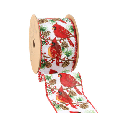 2 1/2" Wired Ribbon | Red Bird | 10 Yard Roll LaRibbons and Crafts