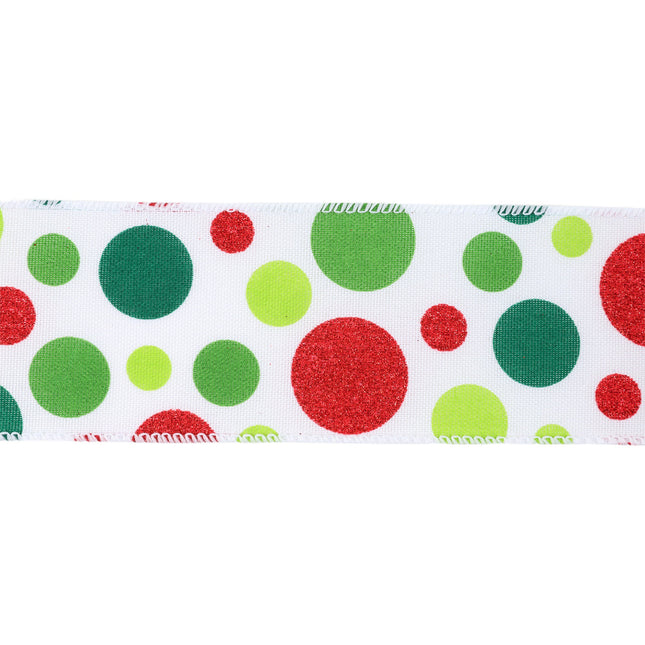 2 1/2" Wired Ribbon | Irregular Dots on White | 10 Yard Roll LaRibbons and Crafts