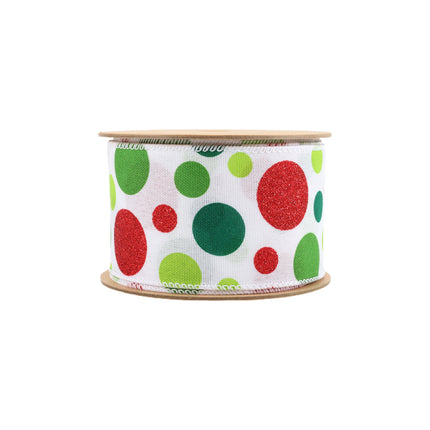 2 1/2" Wired Ribbon | Irregular Dots on White | 10 Yard Roll LaRibbons and Crafts