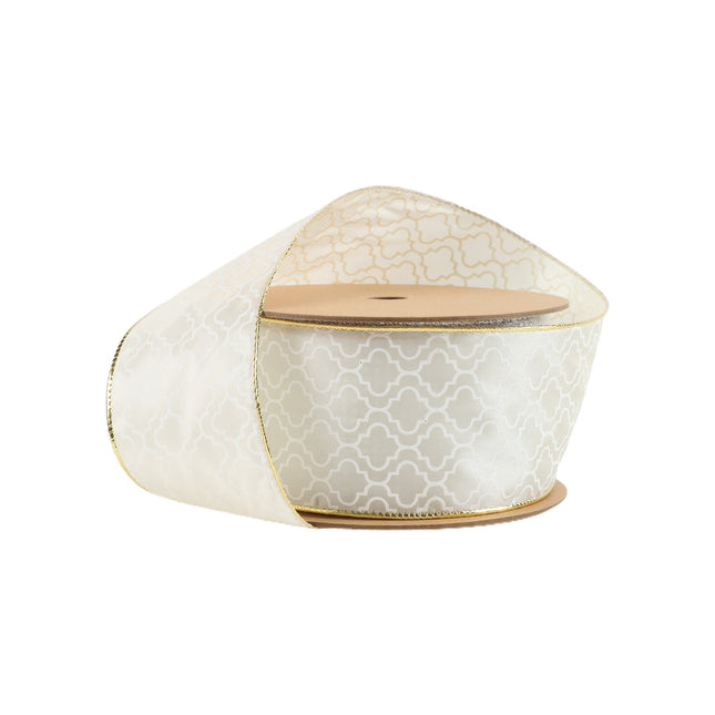 2 1/2" Wired Ribbon | Geometry on Ivory | 10 Yard Roll LaRibbons and Crafts