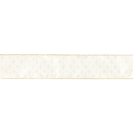 2 1/2" Wired Ribbon | Geometry on Ivory | 10 Yard Roll LaRibbons and Crafts