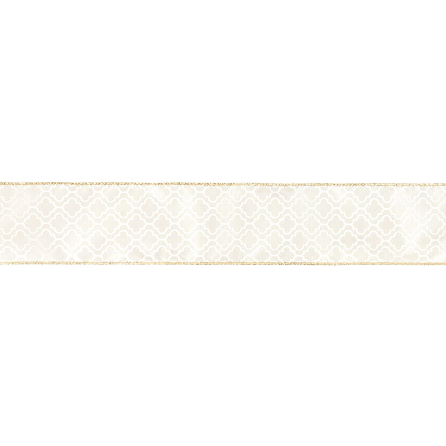 2 1/2" Wired Ribbon | Geometry on Ivory | 10 Yard Roll LaRibbons and Crafts