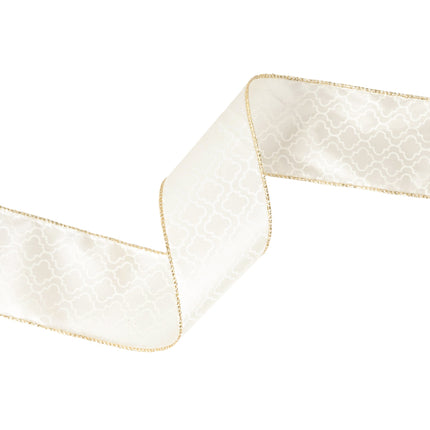 2 1/2" Wired Ribbon | Geometry on Ivory | 10 Yard Roll LaRibbons and Crafts