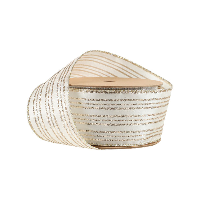 2 1/2" Wired Ribbon | Gold Stripe on Buttercup | 10 Yard Roll LaRibbons and Crafts