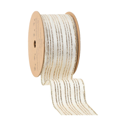 2 1/2" Wired Ribbon | Gold Stripe on Buttercup | 10 Yard Roll LaRibbons and Crafts