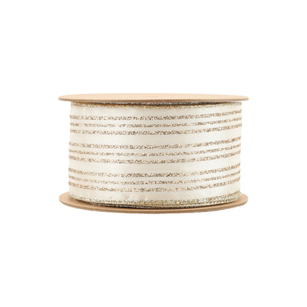 2 1/2" Wired Ribbon | Gold Stripe on Buttercup | 10 Yard Roll LaRibbons and Crafts
