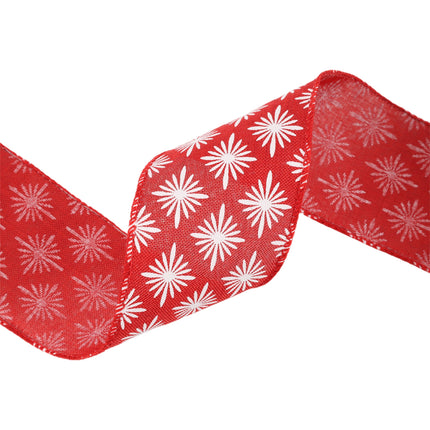 2 1/2" Wired Ribbon | White Square Flower on Red | 10 Yard Roll LaRibbons and Crafts