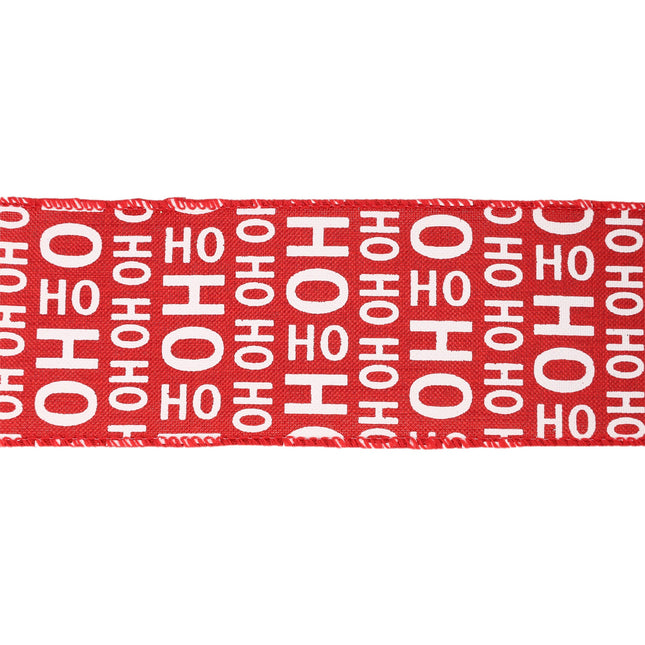 2 1/2" Wired Ribbon | Ho Ho Ho on Scarlet | 10 Yard Roll LaRibbons and Crafts