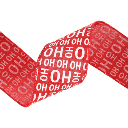 2 1/2" Wired Ribbon | Ho Ho Ho on Scarlet | 10 Yard Roll LaRibbons and Crafts