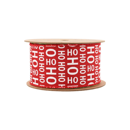 2 1/2" Wired Ribbon | Ho Ho Ho on Scarlet | 10 Yard Roll LaRibbons and Crafts
