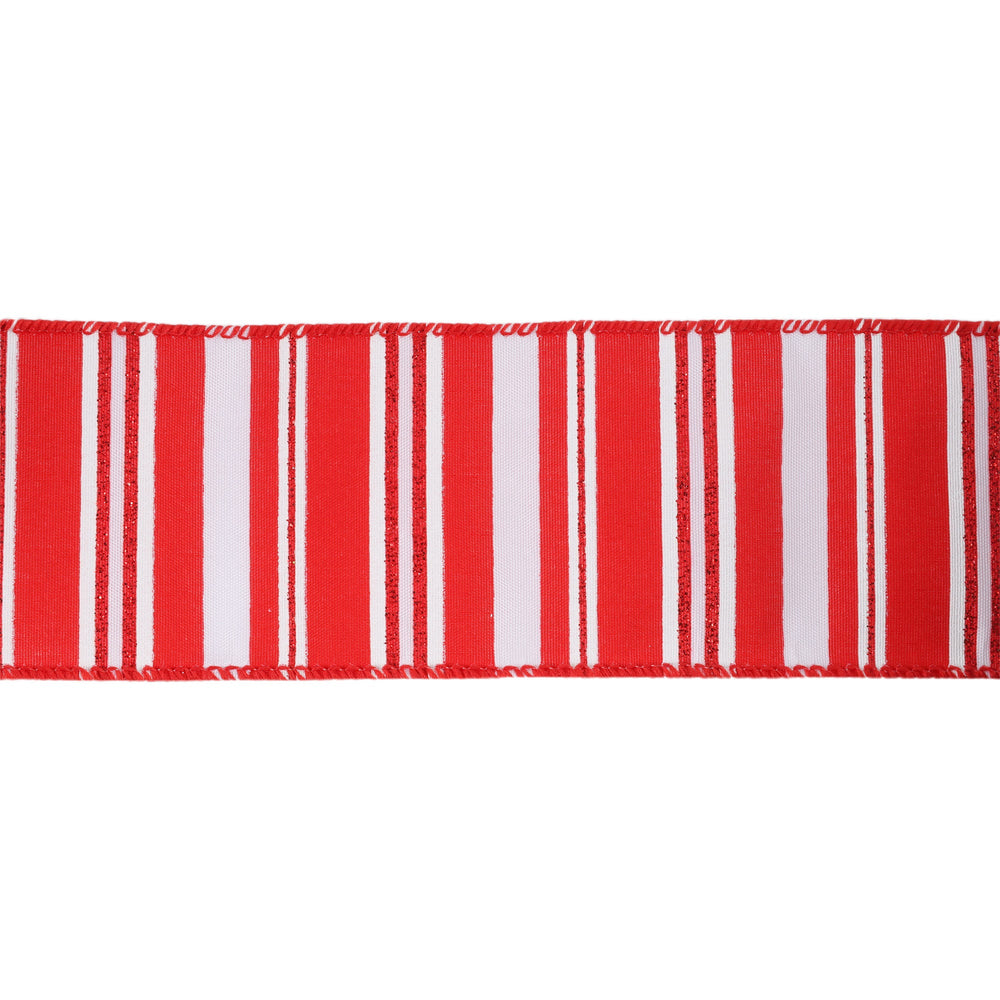 2 1/2" Wired Ribbon | White Stripe on Red | 10 Yard Roll LaRibbons and Crafts