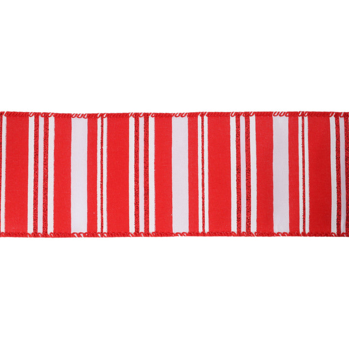 2 1/2" Wired Ribbon | White Stripe on Red | 10 Yard Roll LaRibbons and Crafts