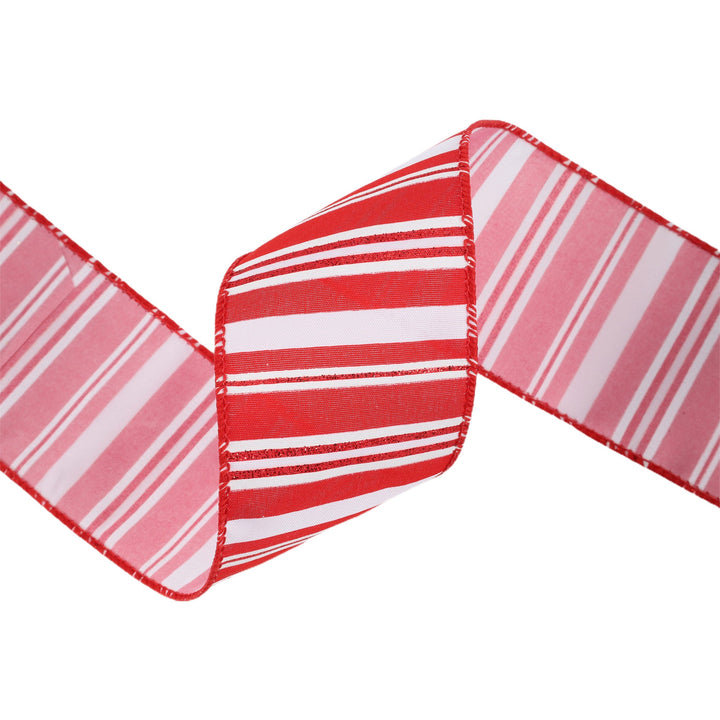 2 1/2" Wired Ribbon | White Stripe on Red | 10 Yard Roll LaRibbons and Crafts