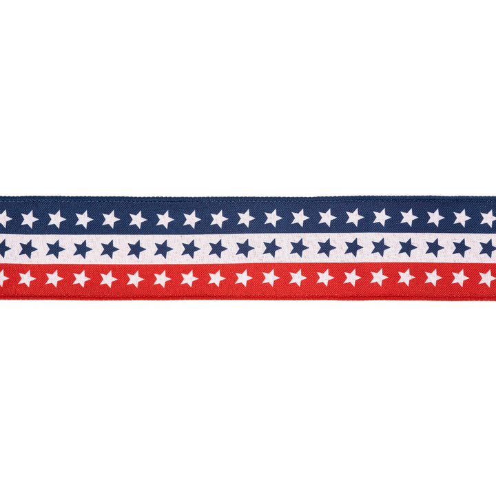 2 1/2" Wired Ribbon | Tri-Stripe Stars | 10 Yard Roll