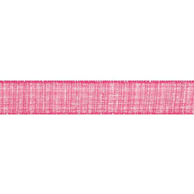 1 1/2" Wired Ribbon | Faux Tweed Pink and White | 10 Yard Roll LaRibbons Wholesale