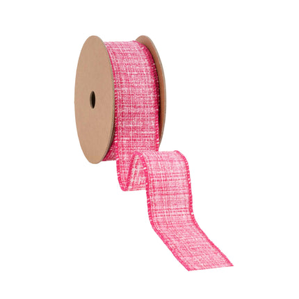 1 1/2" Wired Ribbon | Faux Tweed Pink and White | 10 Yard Roll LaRibbons Wholesale