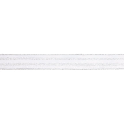 1 1/2" Wired Ribbon | Silver Glittered Pinstripes on White | 10 Yard Roll LaRibbons Wholesale