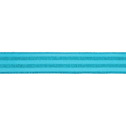 1 1/2" Wired Ribbon | Bright Blue Glittered Pinstripes on Blue | 10 Yard Roll LaRibbons Wholesale