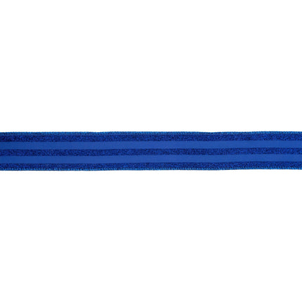1 1/2" Wired Ribbon | Royal Blue Glittered Pinstripes on Blue | 10 Yard Roll LaRibbons Wholesale