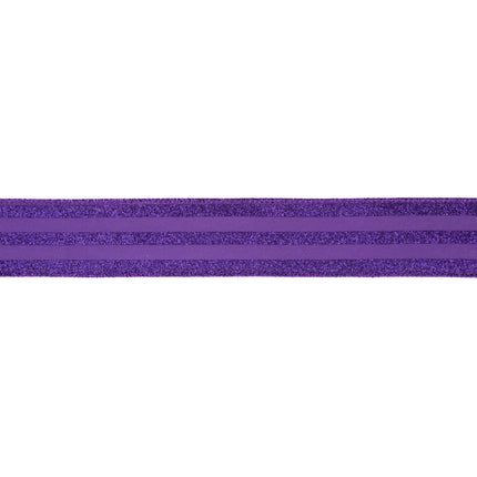 1 1/2" Wired Ribbon | Purple Glittered Pinstripes on Purple | 10 Yard Roll LaRibbons Wholesale