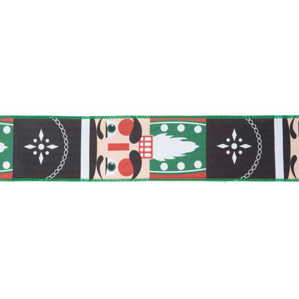 2 1/2" Wired Ribbon | Nutcracker Face Black Backing | 10 Yard Spool LA Ribbons Wholesale