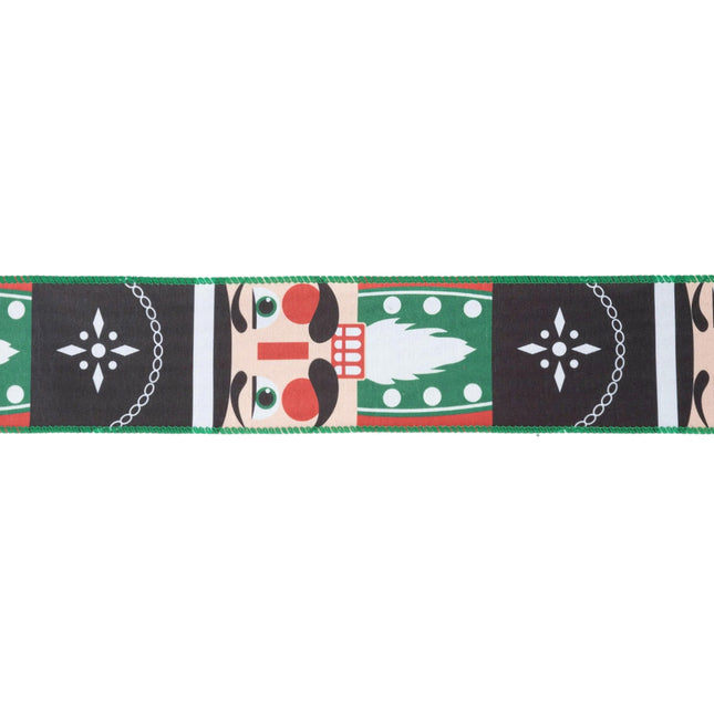 2 1/2" Wired Ribbon | Nutcracker Face Black Backing | 10 Yard Spool LA Ribbons Wholesale