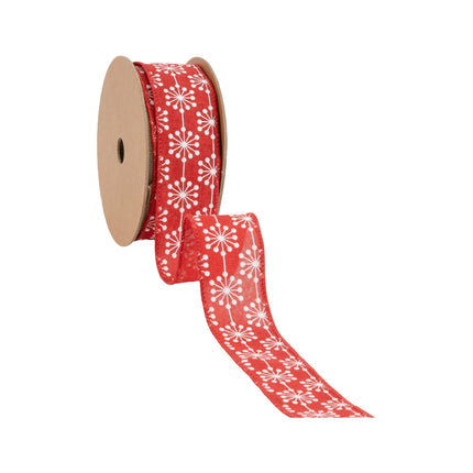1 1/2" Wired Ribbon | Red Starburst | 10 Yard Roll LA Ribbons Wholesale
