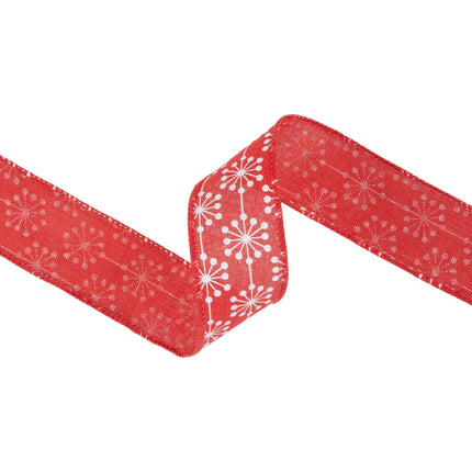 1 1/2" Wired Ribbon | Red Starburst | 10 Yard Roll LA Ribbons Wholesale