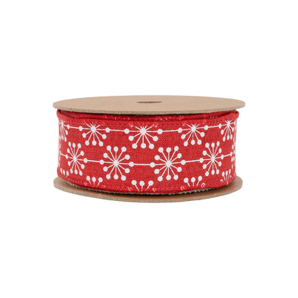 1 1/2" Wired Ribbon | Red Starburst | 10 Yard Roll LA Ribbons Wholesale