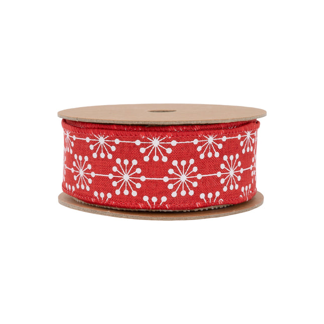 1 1/2" Wired Ribbon | Red Starburst | 10 Yard Roll LA Ribbons Wholesale
