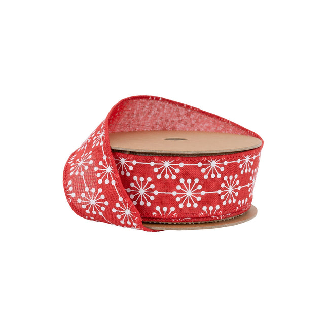 1 1/2" Wired Ribbon | Red Starburst | 10 Yard Roll LA Ribbons Wholesale