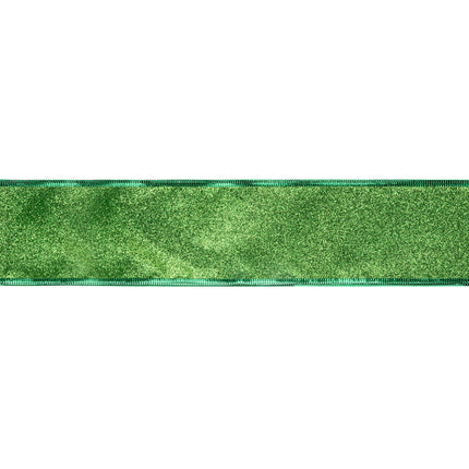2 1/2" Wired Ribbon | Green Glitter | 10 Yard Roll LaRibbons and Crafts