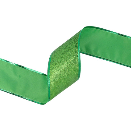 2 1/2" Wired Ribbon | Green Glitter | 10 Yard Roll LaRibbons and Crafts
