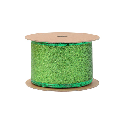2 1/2" Wired Ribbon | Green Glitter | 10 Yard Roll LaRibbons and Crafts